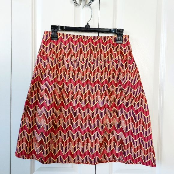 Geometric Design A-Line Travel Skirt size 4 Royal Robbins‎ orange, red, purple - Picture 1 of 5
